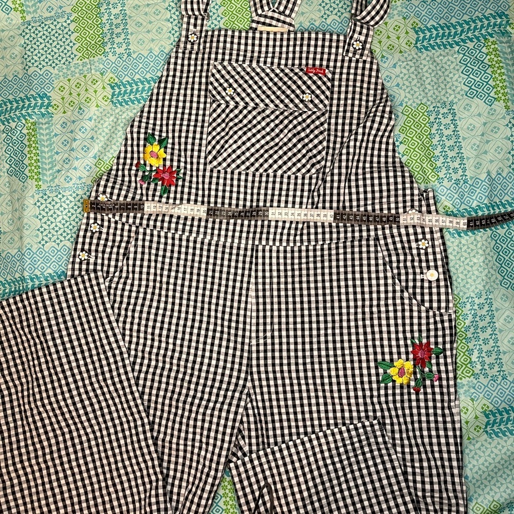 Teddy Fresh Black and White Gingham Jumpsuit with Floral Embroidery - Picture 5 of 14